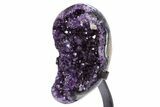 Amethyst Geode w/ Calcite on Metal Stand - Uruguay #306892-3